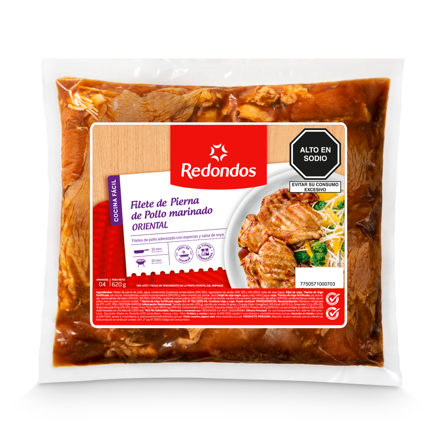 Filete de pierna de pollo marinado  Oriental